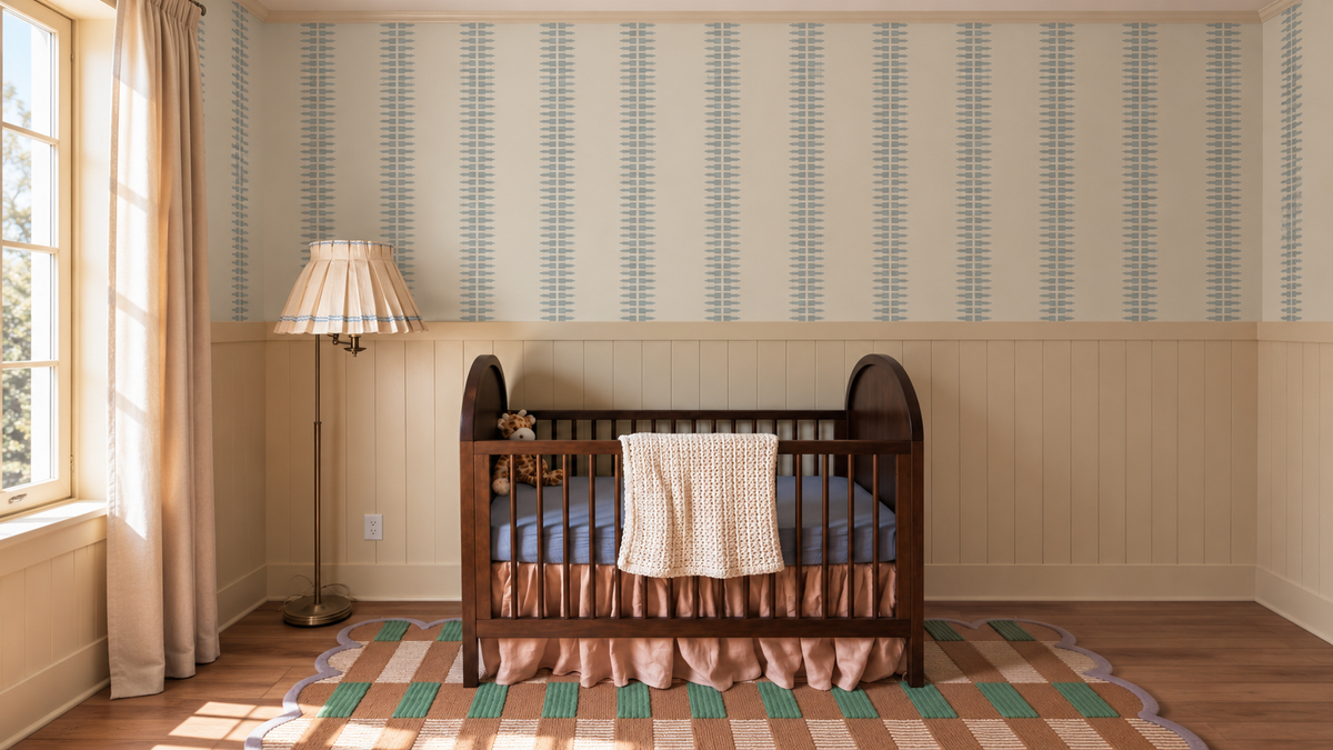 Papel pintado Ornament Line Mist Dusty Blue