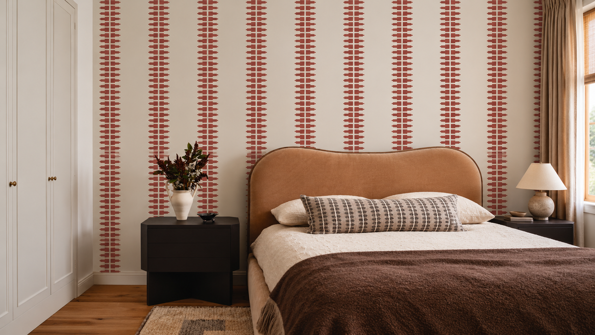 Papel pintado Ornament Line Clay Terracotta