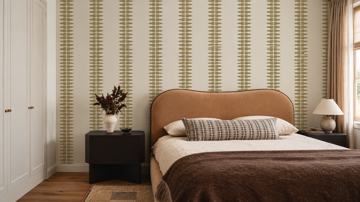 Tapete Ornament Line Clay Golden Olive