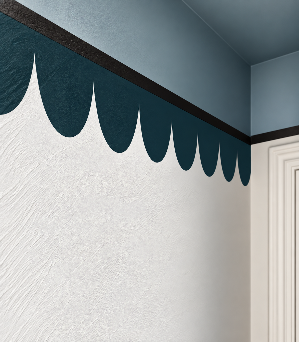 Border Seashell Midnight Teal