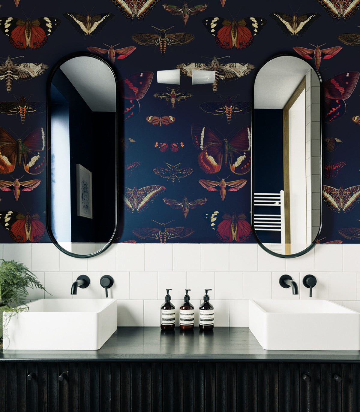 Butterflies Navy Blue Wallpaper