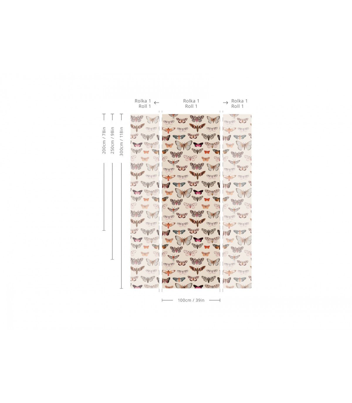 Tapeta Colorful Butterfly Light Beige - Wallcolors®