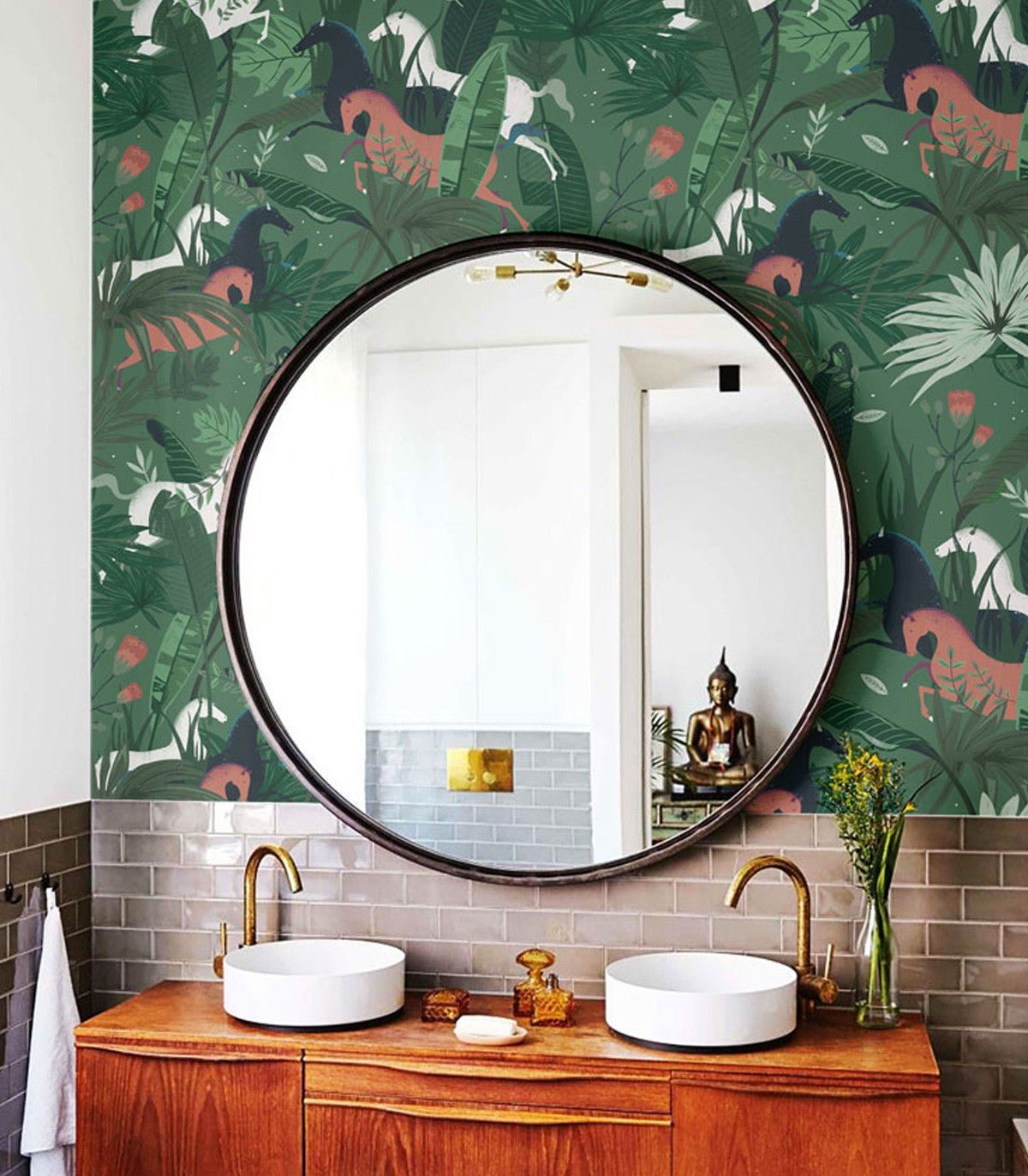 Tapeta Dream Horses Green - Wallcolors®