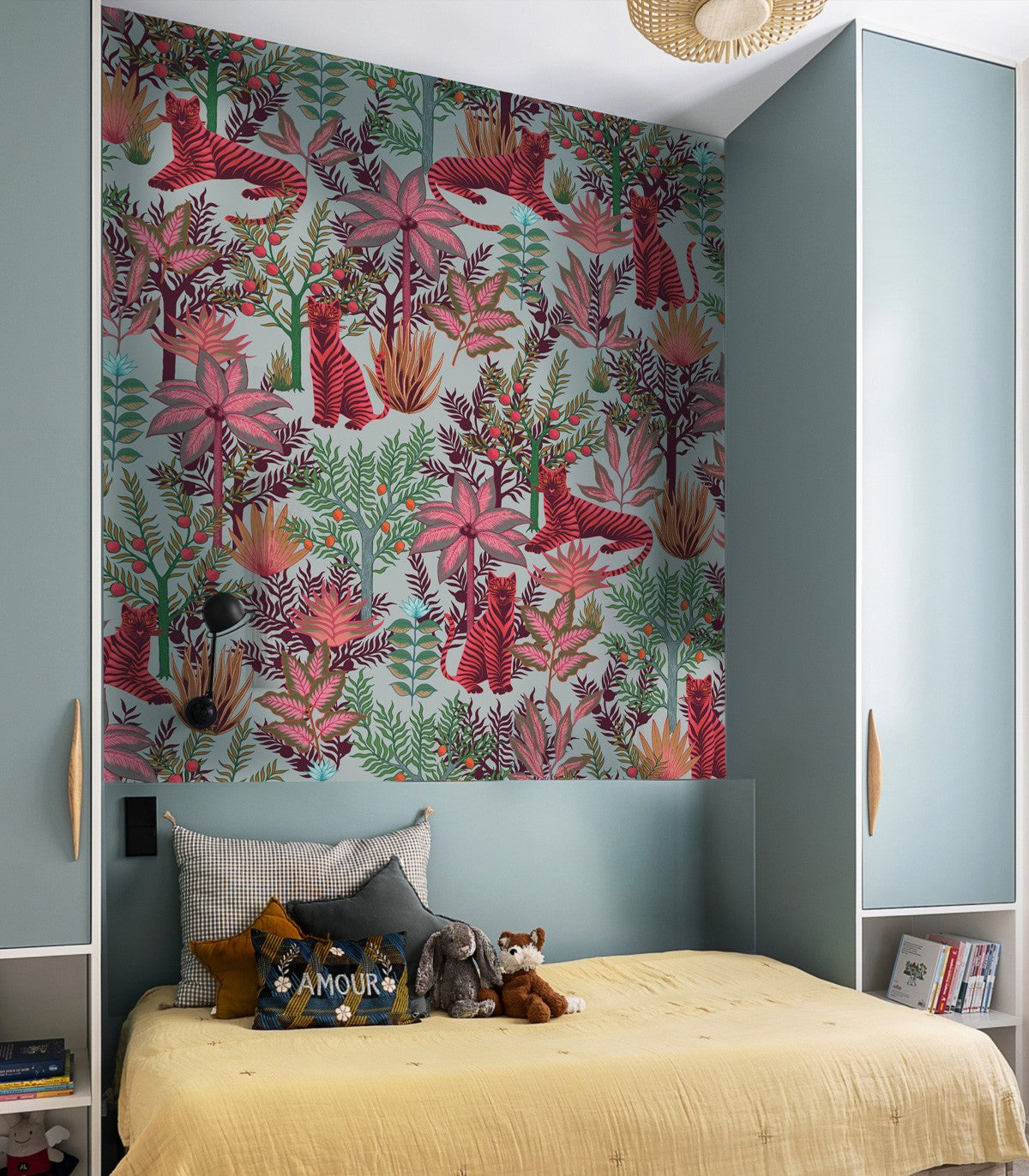 Tapeta Gold Tigers Pink