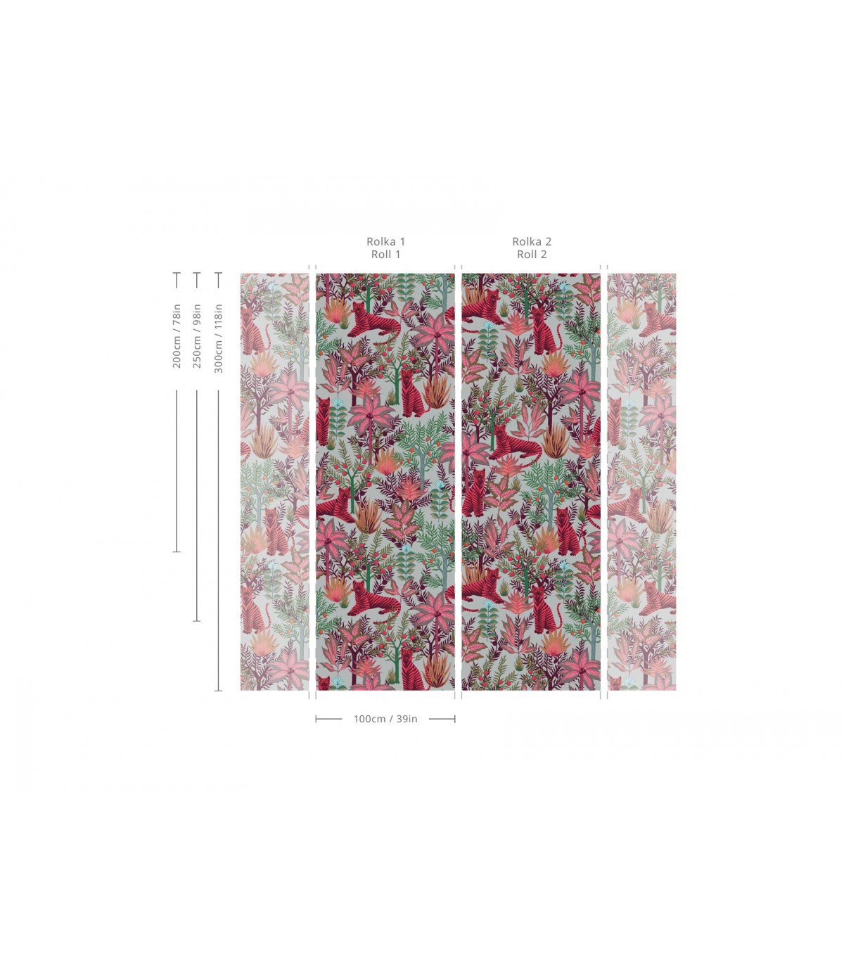 Tapeta Gold Tigers Pink