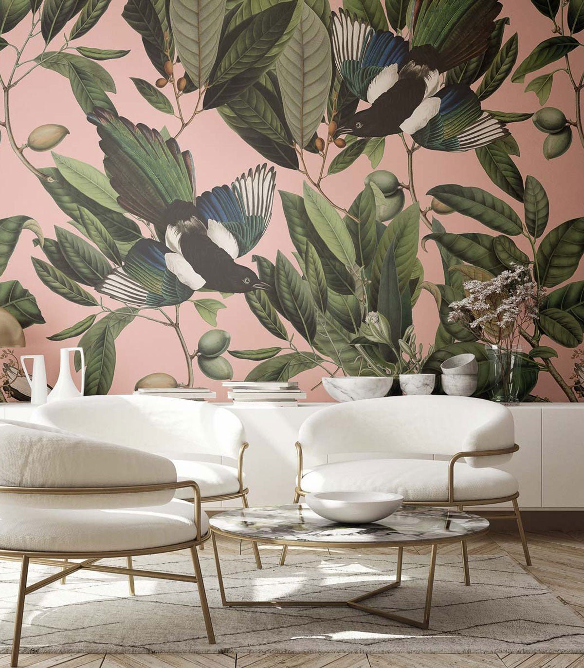 Tapeta Magpie Pink - Wallcolors®