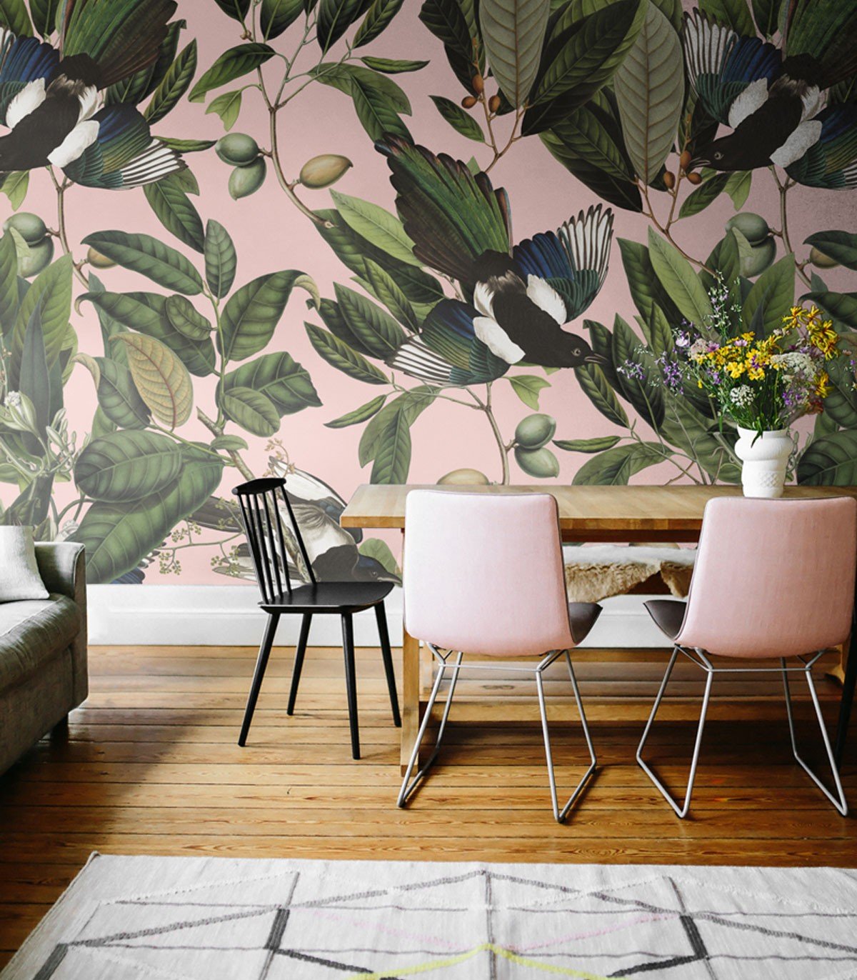 Tapeta Magpie Pink - Wallcolors®