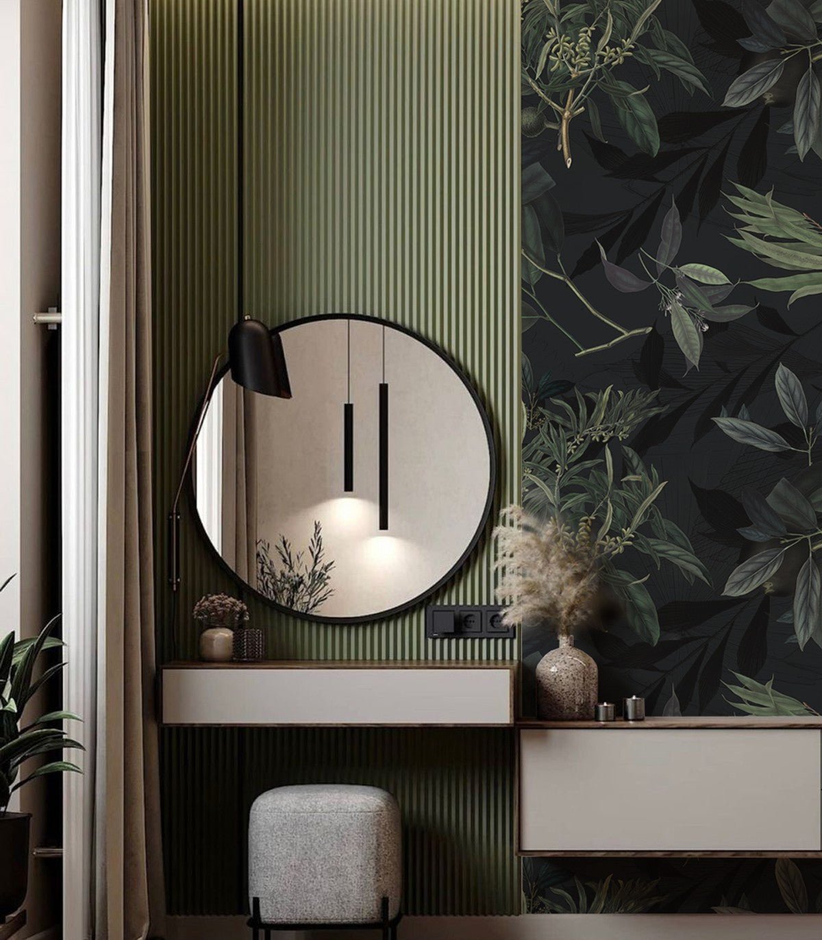 Tapeta Olive Branch Green - Wallcolors®
