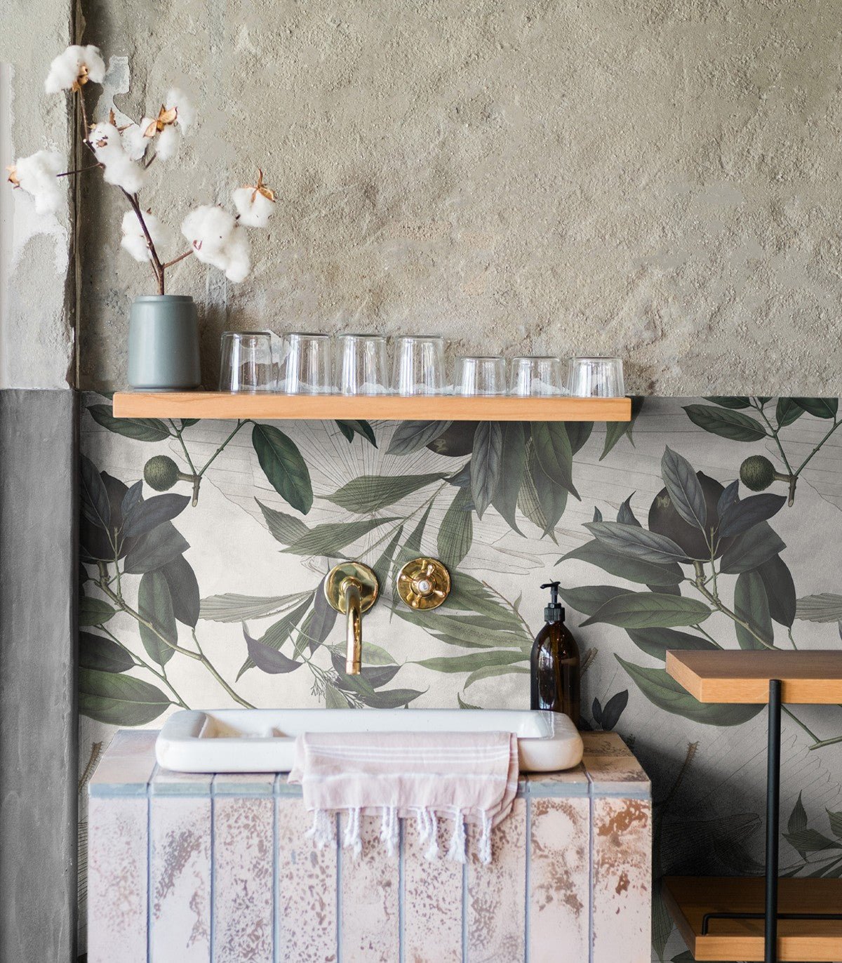 Tapeta Olive Branch White - Wallcolors®