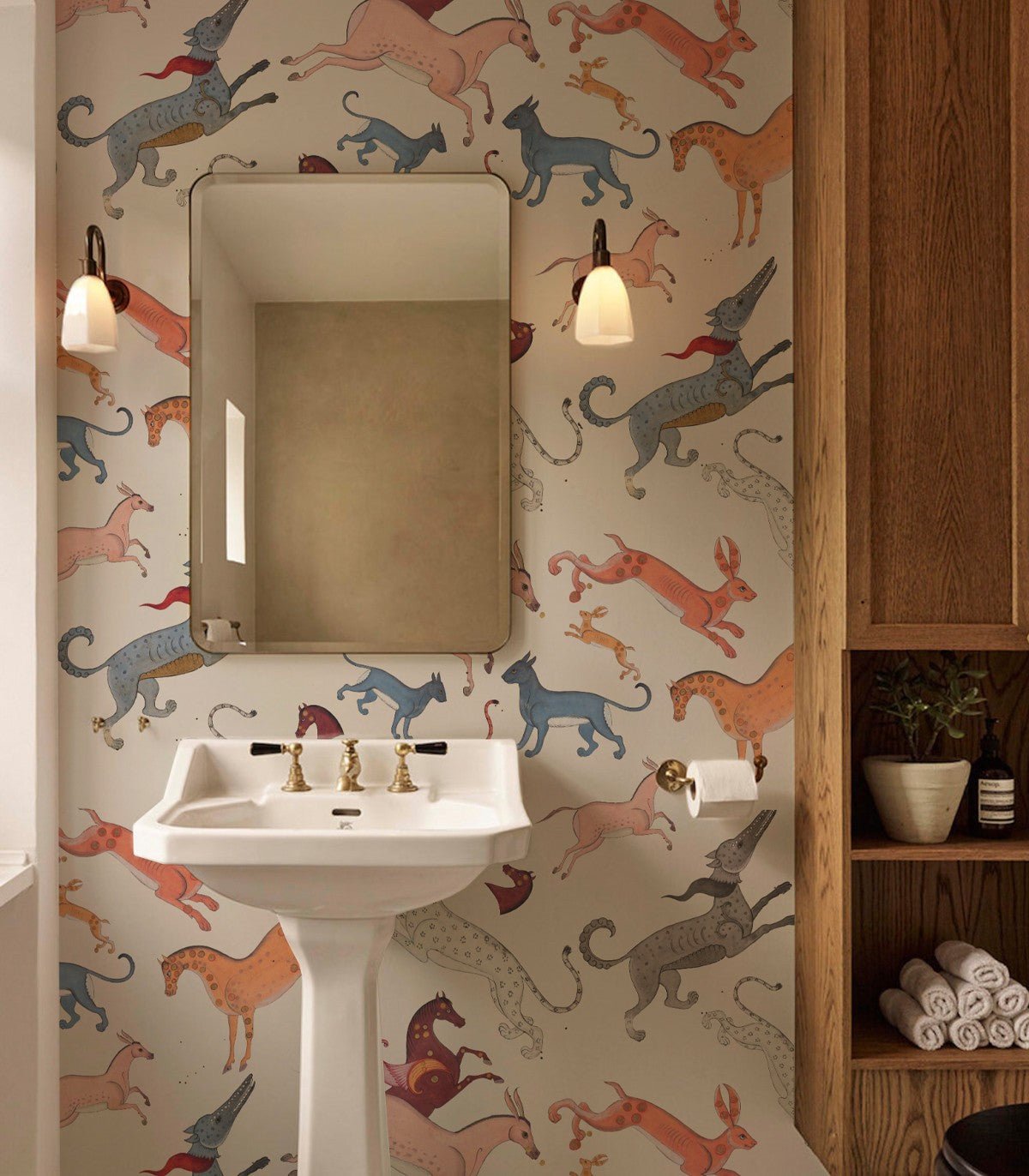 Tapeta Oriental Animals Beige - Wallcolors®