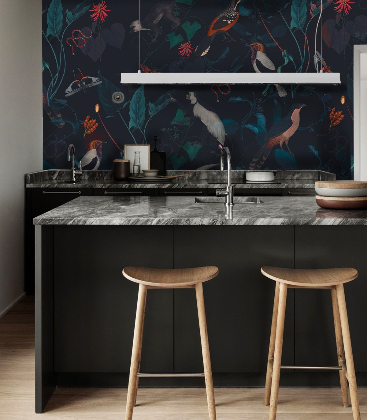 Tapeta Teal Blue Garden - Wallcolors®