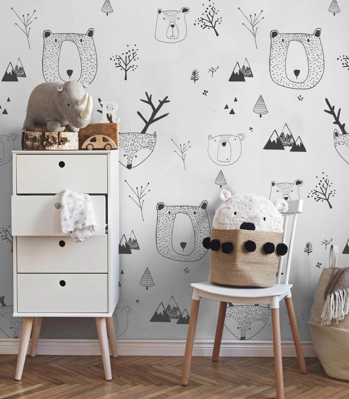 Tapeta Teddy Bears White - Wallcolors®