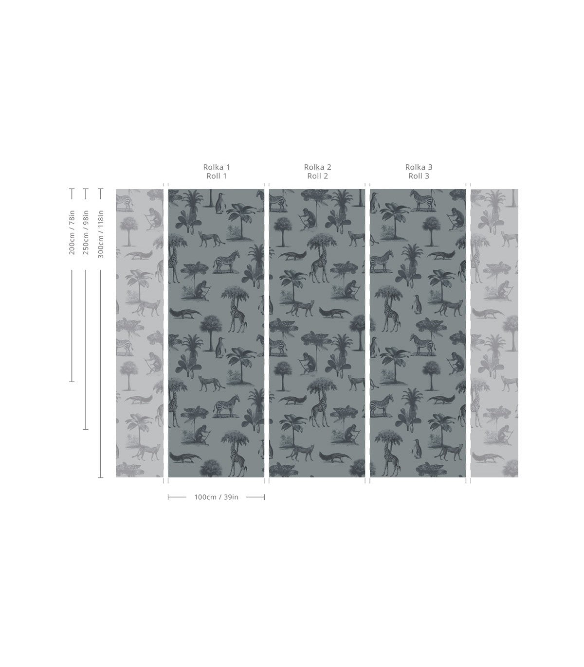 Tapeta Vintage animals dark mint