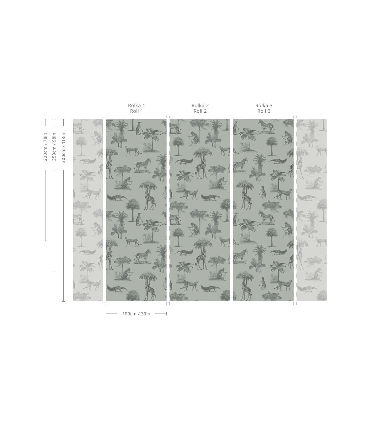 Vintage Tiere Hellmint Vliestapete