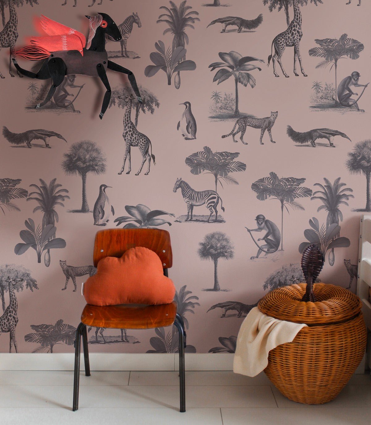 Tapeta Vintage animals purple - Wallcolors®
