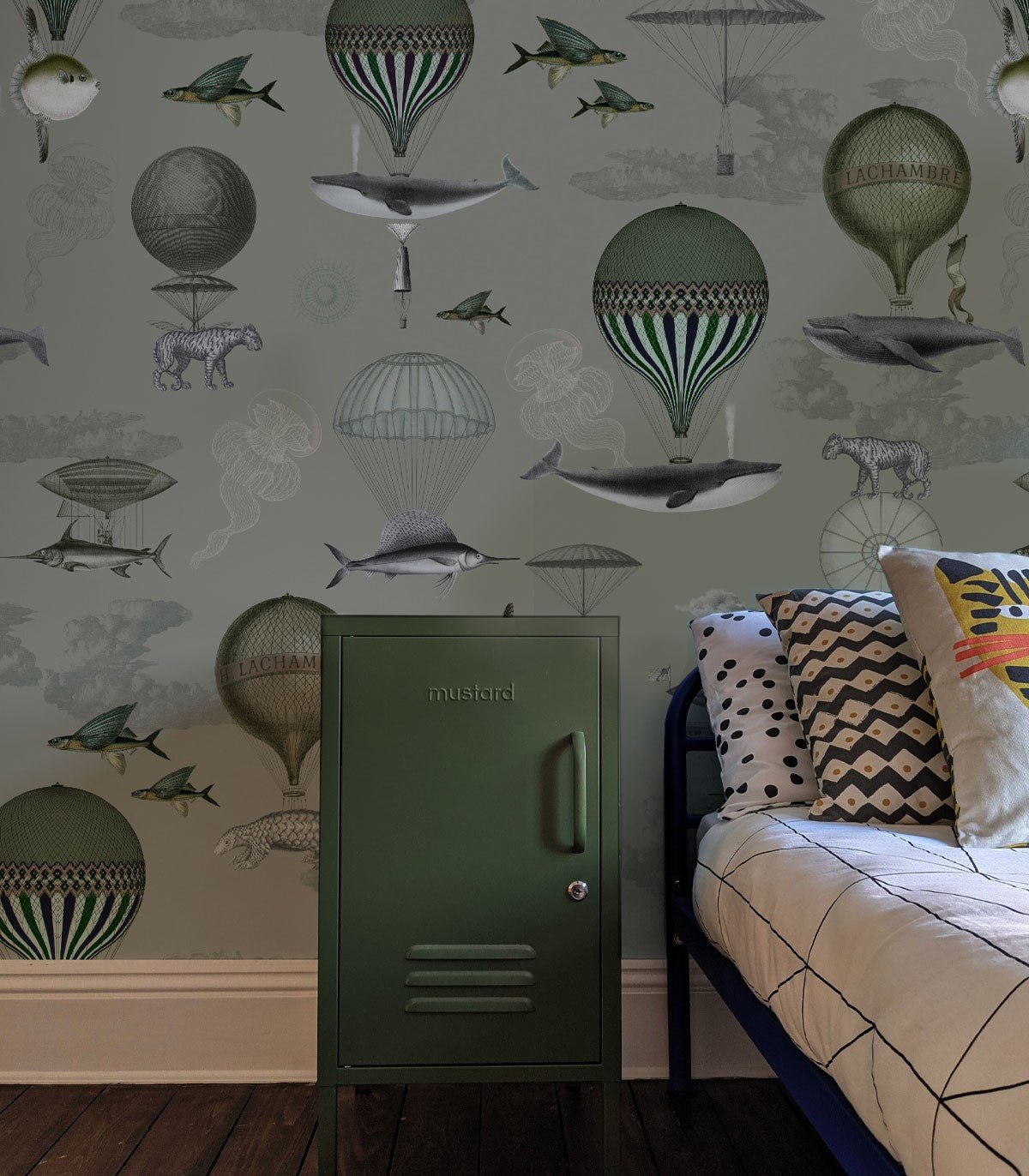 Tapeta Vintage balloons green - Wallcolors®