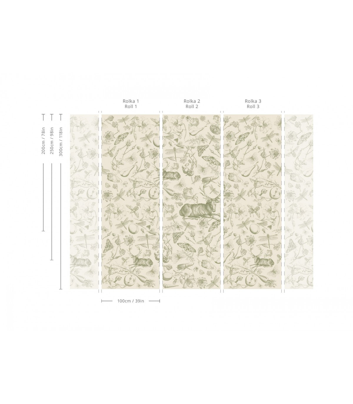 Vintage botanic green wallpaper