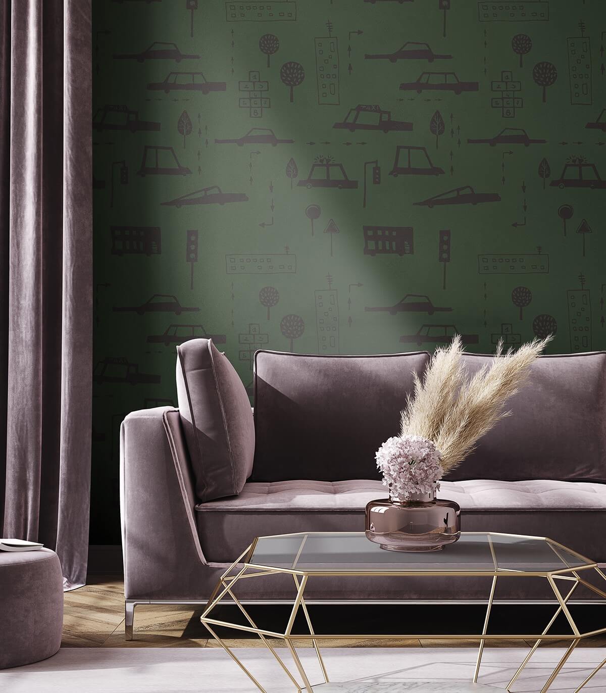 Cars Green Wallpaper - Wallcolors  - Exklusive Hintergrundbilder