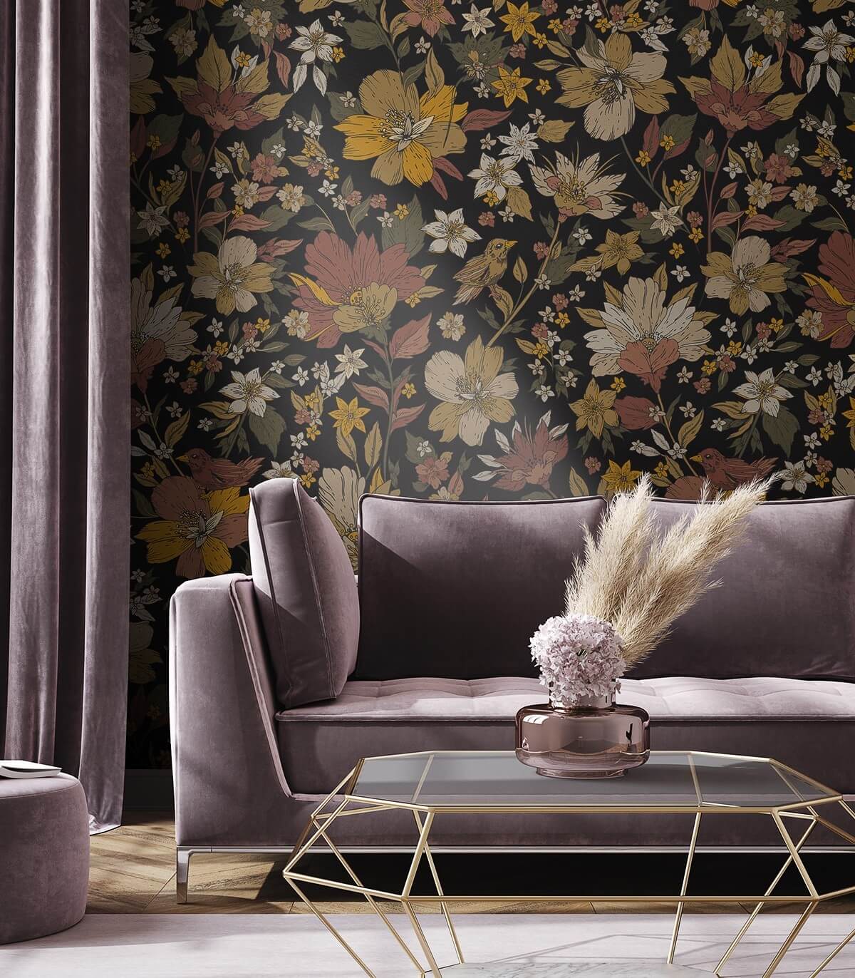 Retro Flowers wallpaper - Wallcolors  - Exclusive Wallpapers