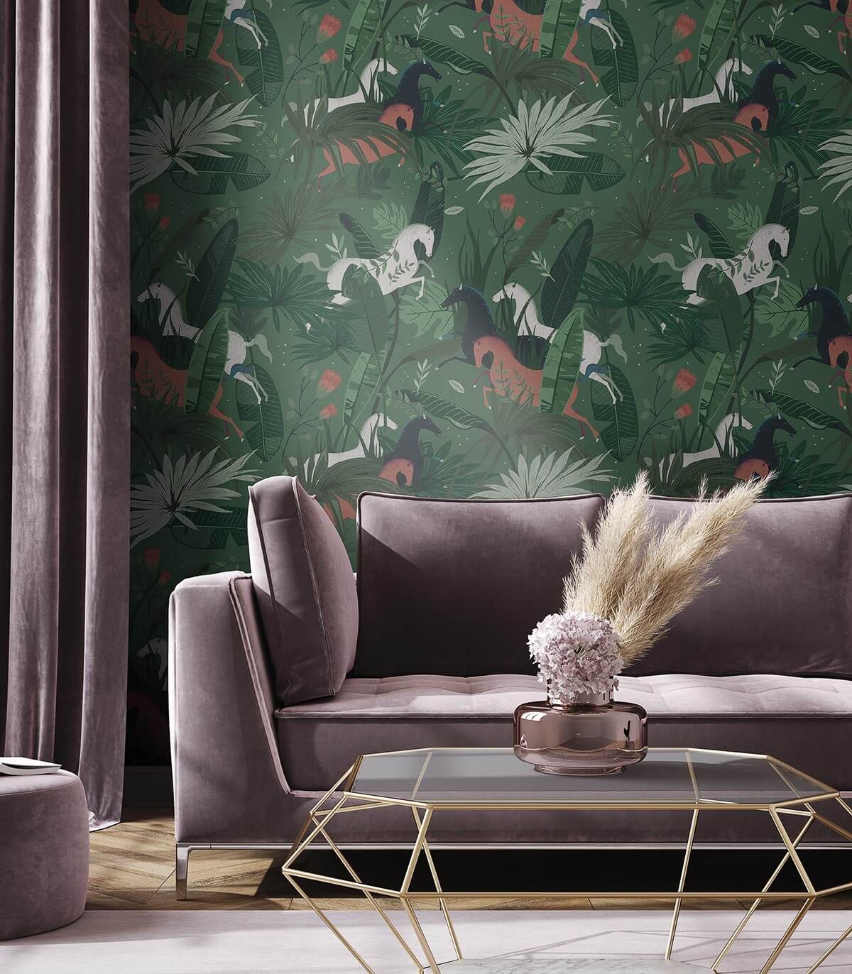 Dream Horses Green wallpaper - Wallcolors  - Exclusive Wallpapers