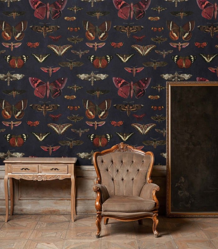 Butterflies Navy Blue Tapete - Wallcolors  - Exklusive Hintergrundbilder