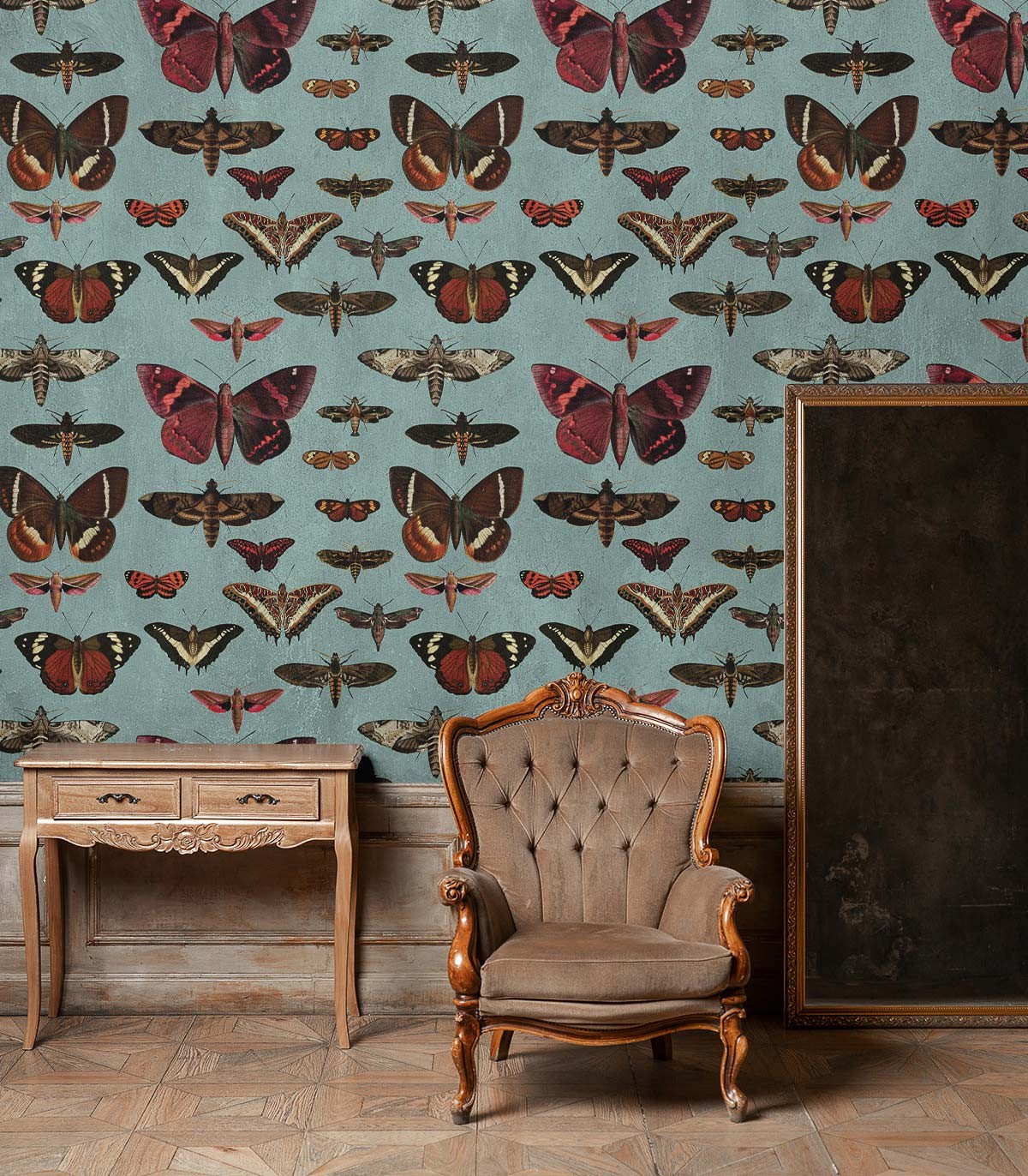 Butterflies Turquoise wallpaper - Wallcolors  - Exclusive Wallpapers