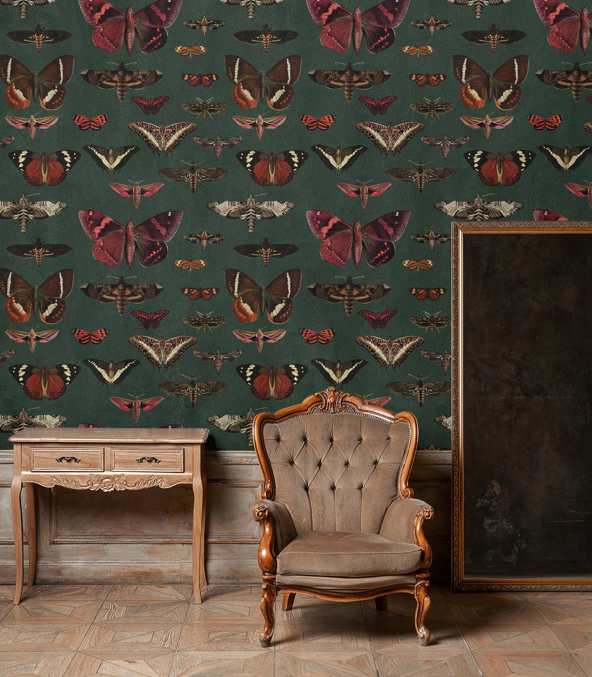 Butterflies Vert Wallpaper - Wallcolors  - Exclusive Wallpapers