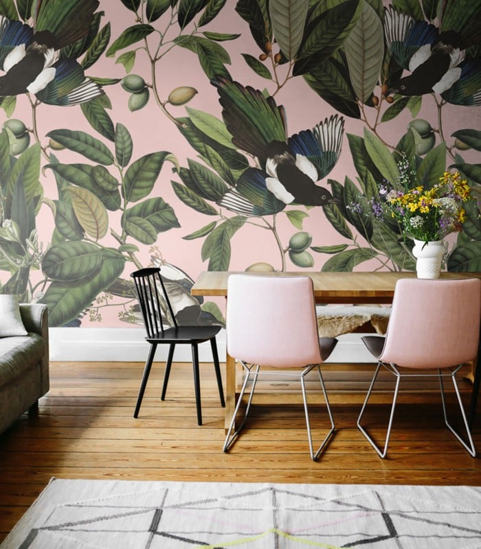 Pink Magpie Tapete - Wallcolors  - Exklusive Hintergrundbilder