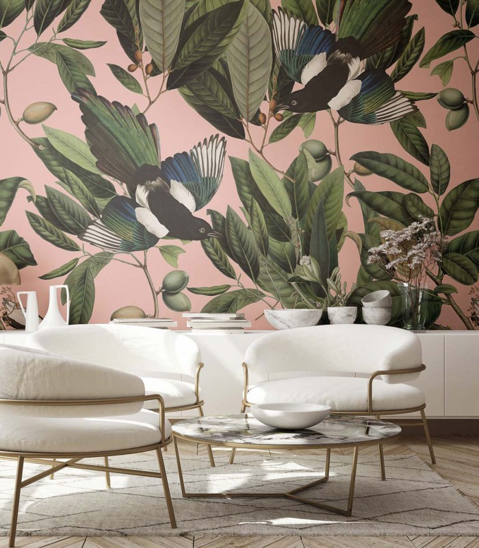 Magpie Pink wallpaper - Wallcolors  - Exclusive Wallpapers