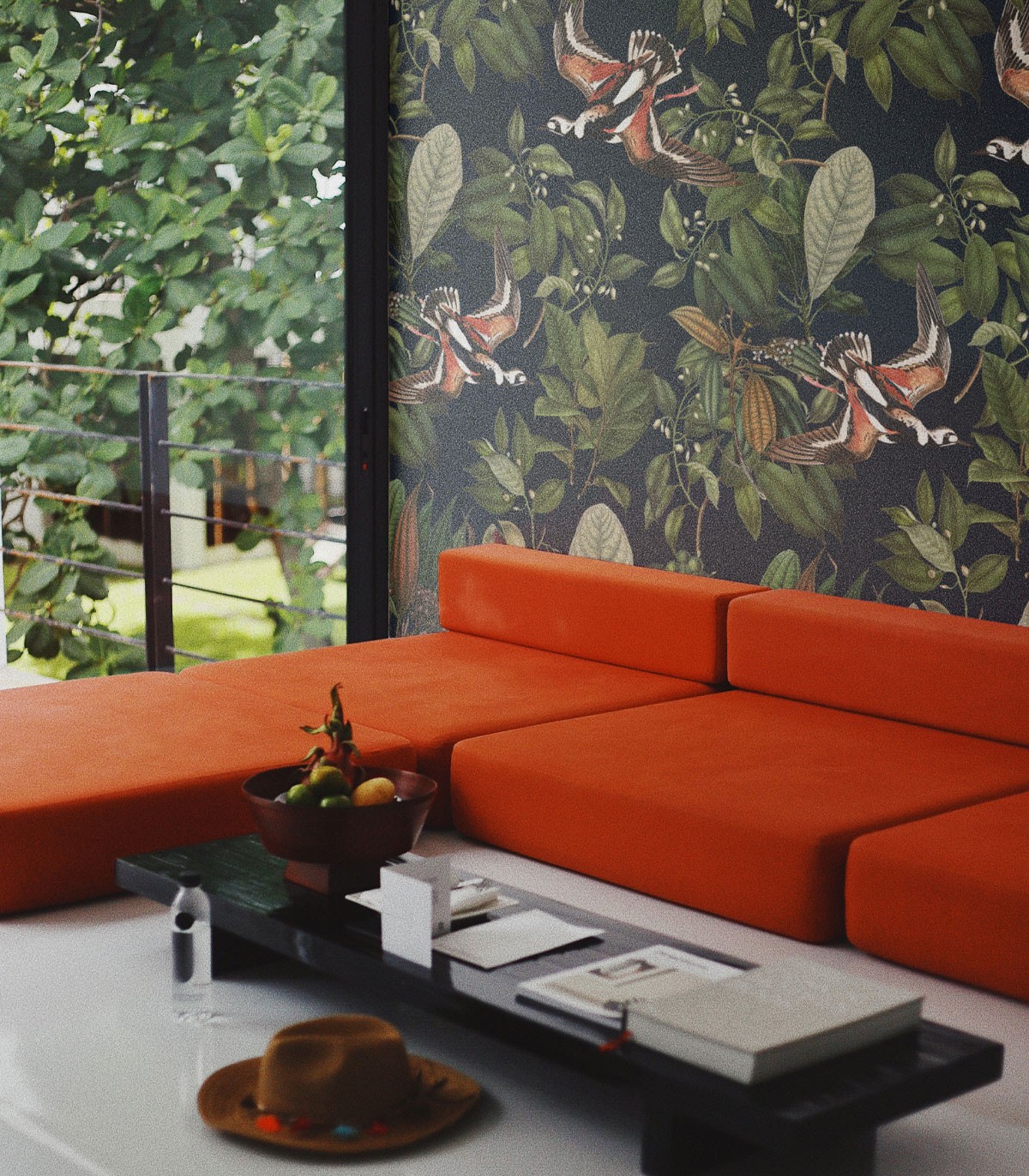 Orange Vogel Tapete - Wallcolors  - Exklusive Hintergrundbilder