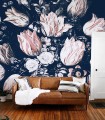 Floral Navy Tapete - Wallcolors  - Exklusive Hintergrundbilder