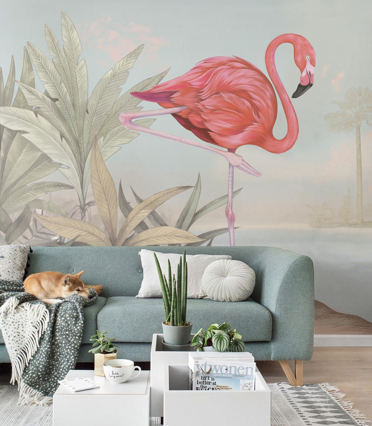 Crimson Flamingo wallpaper - Wallcolors  - Exclusive Wallpapers