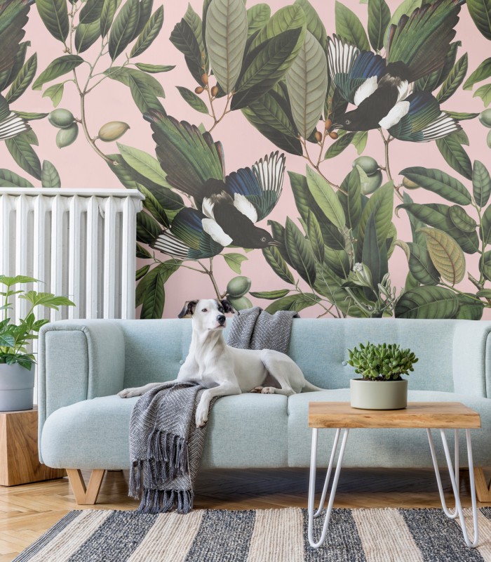 Magpie Pink wallpaper - Wallcolors  - Exclusive Wallpapers