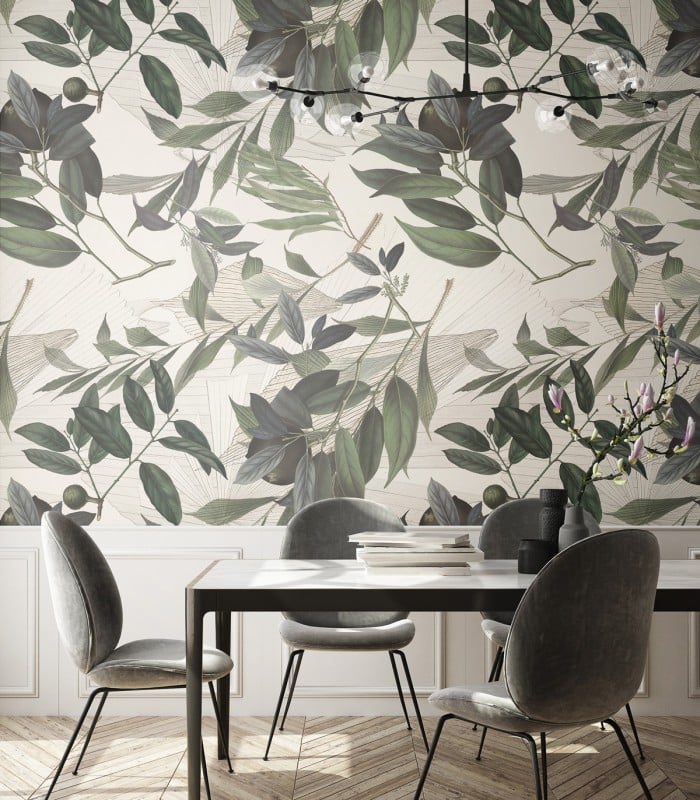 Olive Branch White Tapete - Wallcolors  - Exklusive Hintergrundbilder