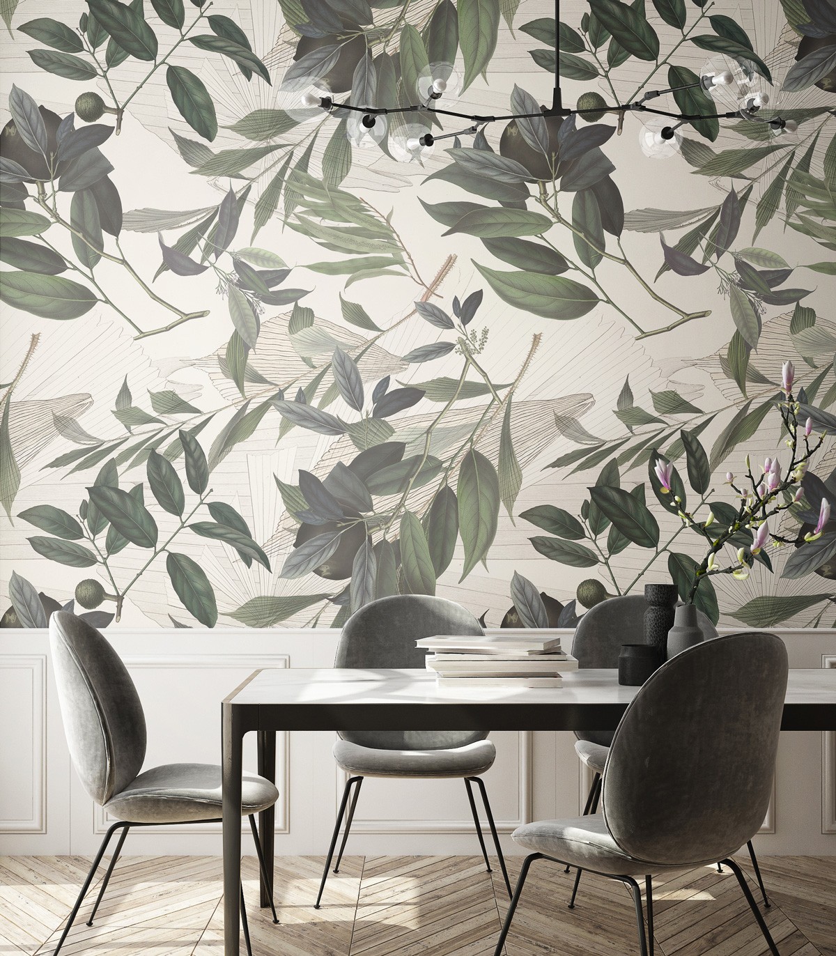 Olive Branch White wallpaper - Wallcolors  - Exclusive Wallpapers