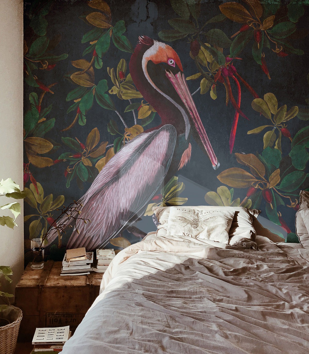 Nacht Pelikane Wallpaper - Wallcolors  - Exklusive Hintergrundbilder