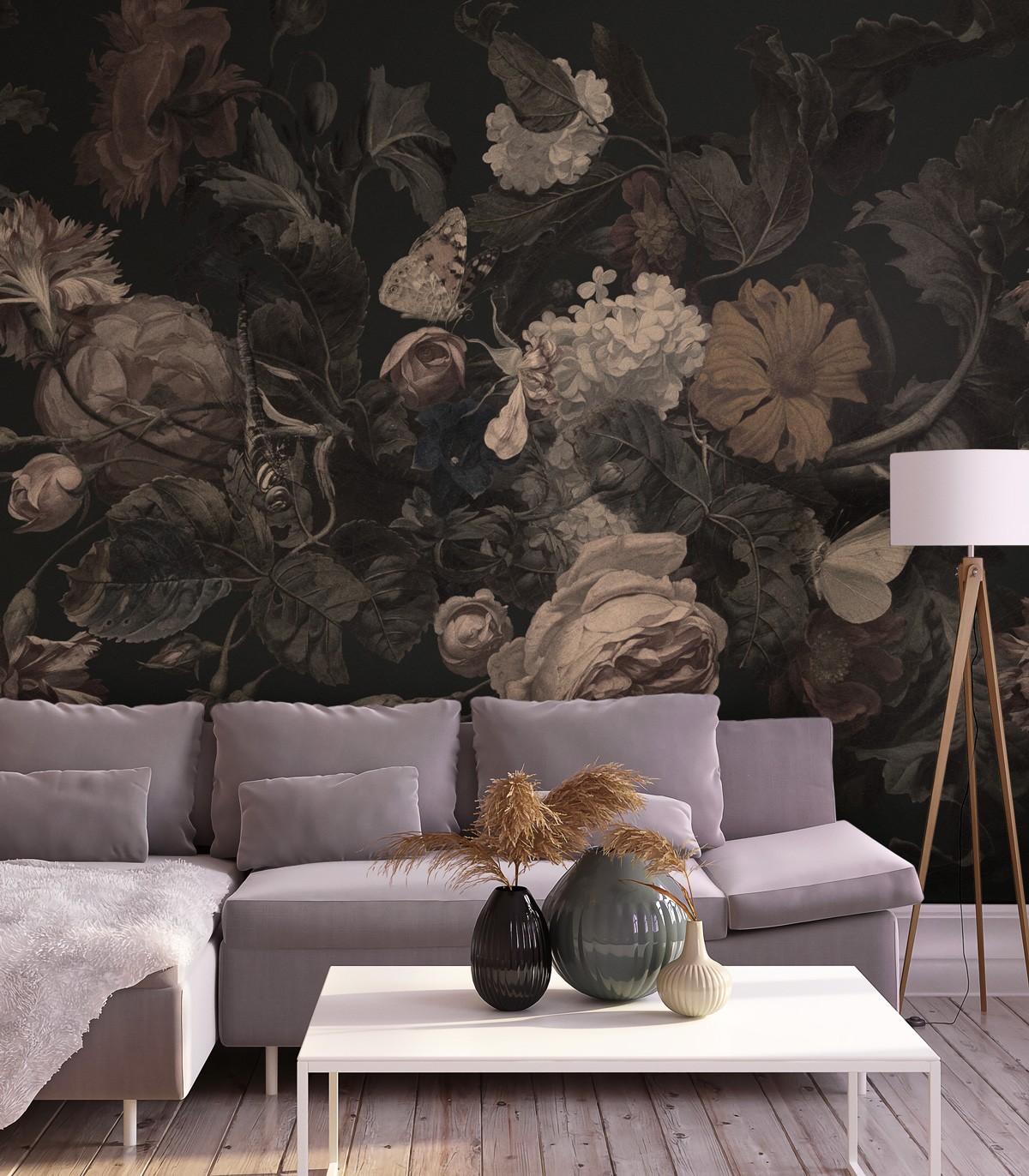 Dragonfly Garden Black Wallpaper - Wallcolors  - Exklusive Hintergrundbilder