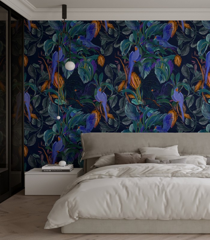 Tapeta Blue Parrots - Wallcolors - Ekskluzywne Tapety