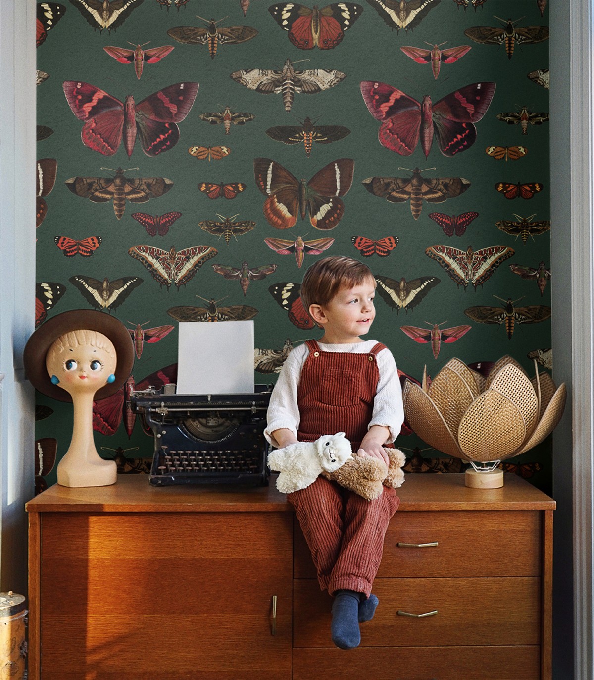 Butterflies Vert Wallpaper - Wallcolors  - Exclusive Wallpapers