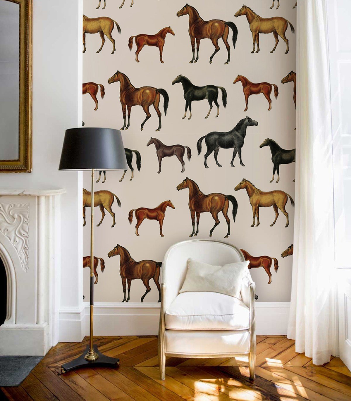Horses Beige wallpaper - Wallcolors  - Exclusive Wallpapers