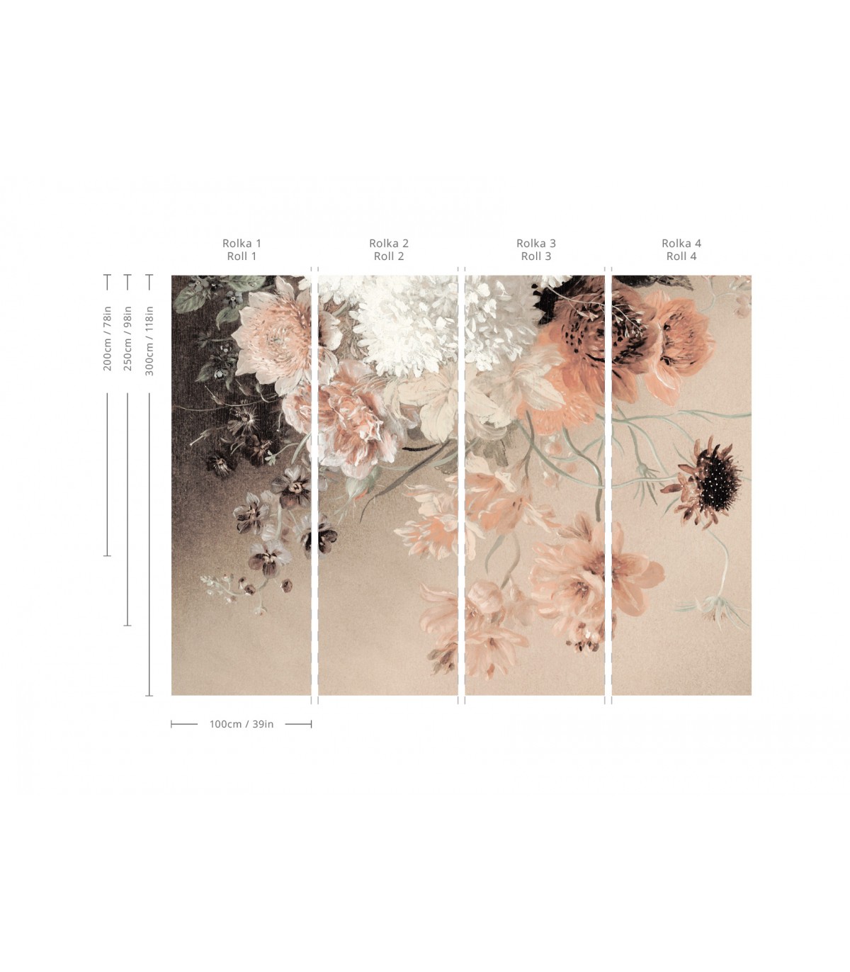 Beige Floral Tapete - Wallcolors  - Exklusive Hintergrundbilder