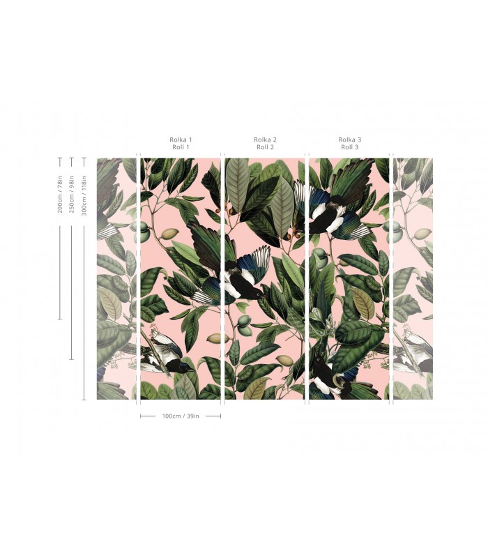 Pink Magpie Tapete - Wallcolors  - Exklusive Hintergrundbilder