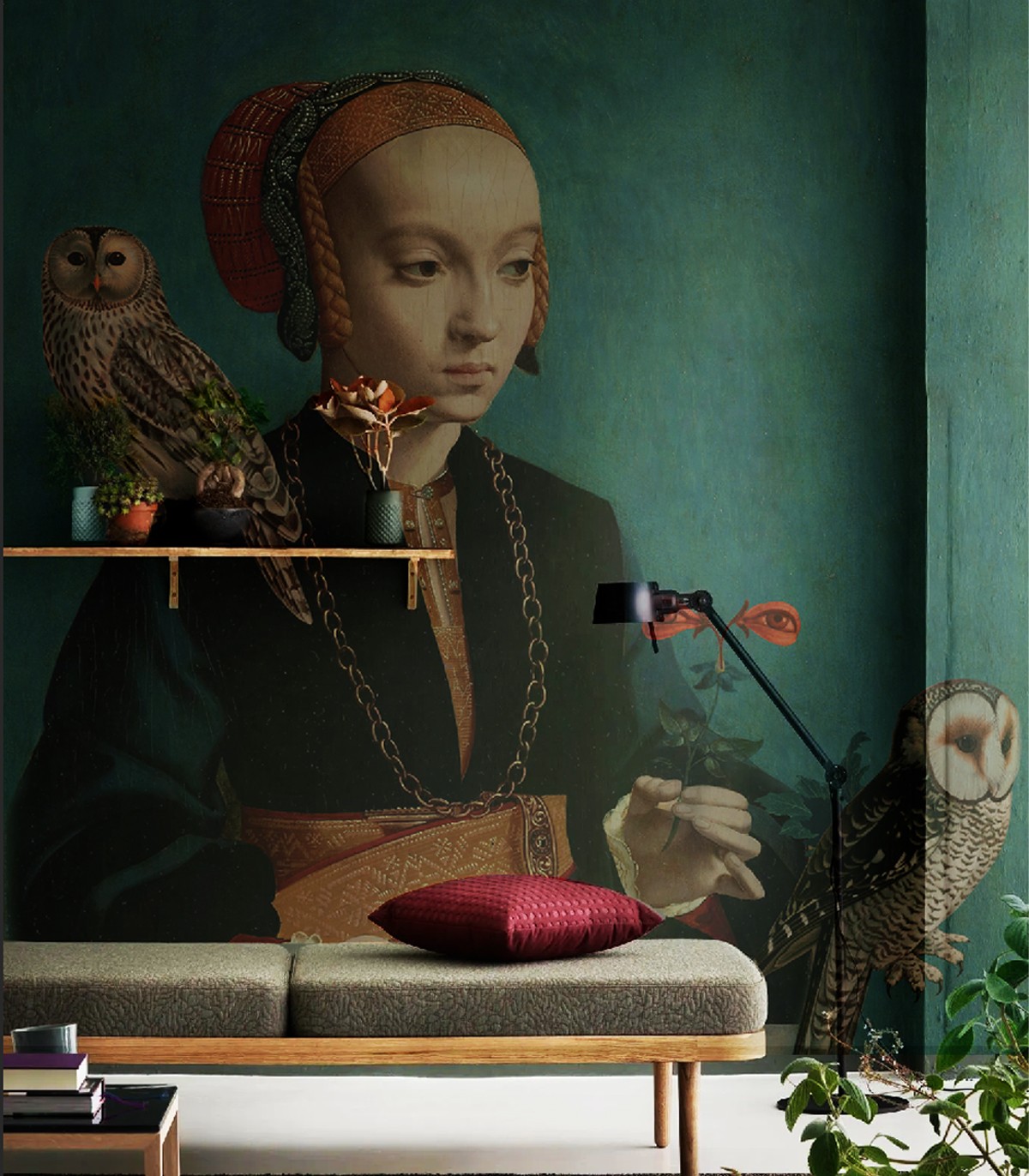Owl lady Tapete - Wallcolors  - Exklusive Hintergrundbilder