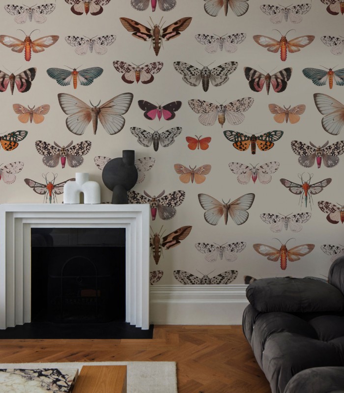 Colorful Butterfly Light Beige wallpaper - Wallcolors  - Exclusive Wallpapers