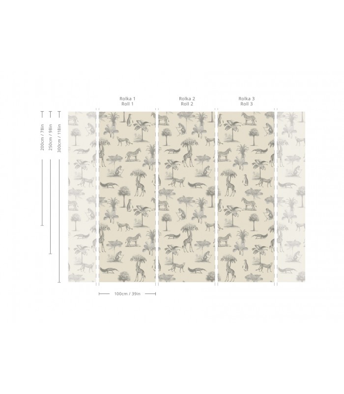 Tapeta Vintage animals beige - Wallcolors - Ekskluzywne Tapety