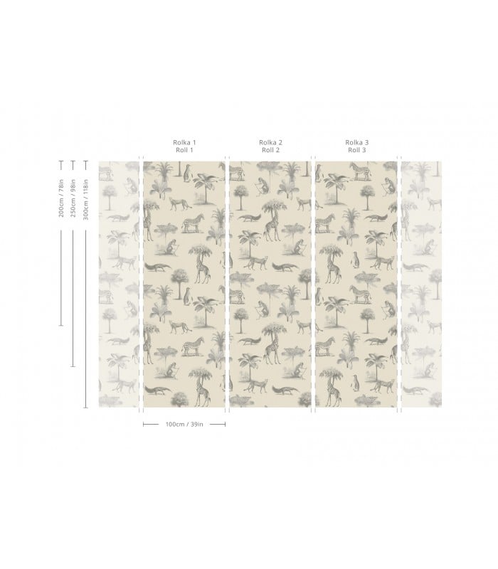 Vintage animals beige wallpaper - Wallcolors  - Exclusive Wallpapers