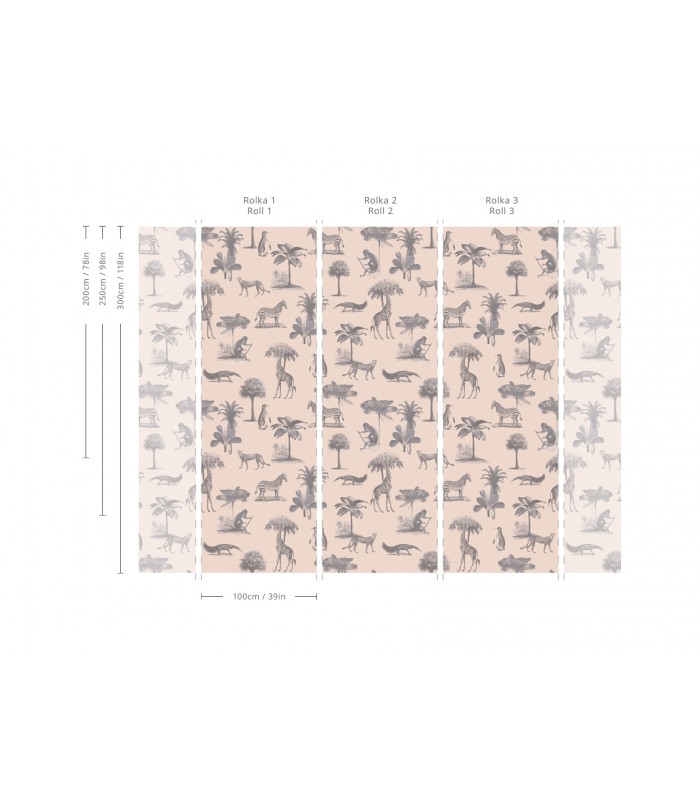 Vintage animals pink tapete - Wallcolors  - Exklusive Hintergrundbilder