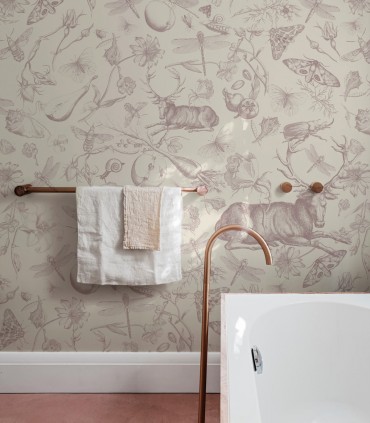 Tapeta Vintage botanic pink - Wallcolors - Ekskluzywne Tapety