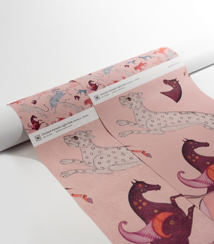 Oriental Animals Light Pink tapete - Wallcolors  - Exklusive Hintergrundbilder