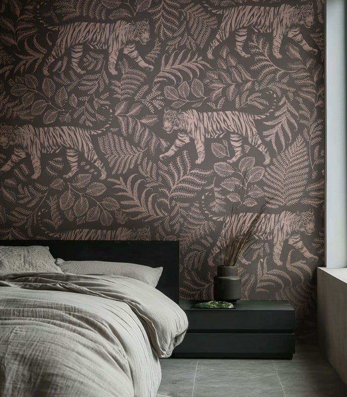 Camouflaged Tiger Gray Pink wallpaper - Wallcolors  - Exclusive Wallpapers